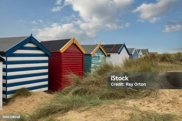 Colorful Beach Huts Stock Photo - Download Image Now - Beach, Southwold, Blue