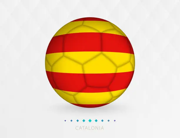 Vector illustration of Football ball with Catalonia flag pattern, soccer ball with flag of Catalonia national team.