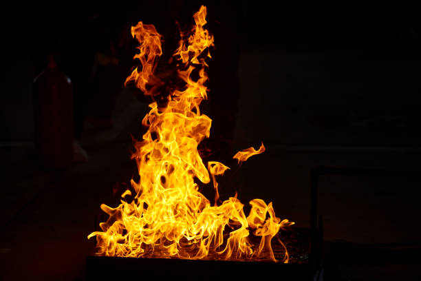 istock Blaze fire flame in the dark 1444131760