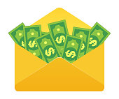 istock Yellow envelope with banknotes. 1444134552