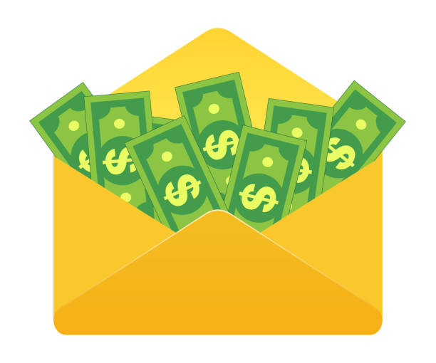 Yellow envelope with banknotes. Vector illustration in HD very easy to make edits. impulse shopping stock illustrations