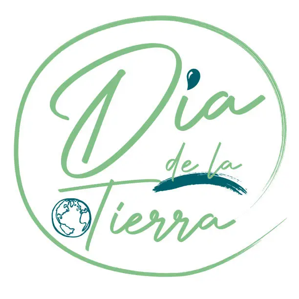 Vector illustration of Feliz día de la tierra converted from Spanish happy earth day, hand lettering. Vector illustration for posters etc. - stock illustration