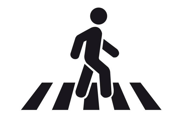 Crosswalk sign with a man icon on a white background Crosswalk sign with a man icon on a white background walking icons stock illustrations