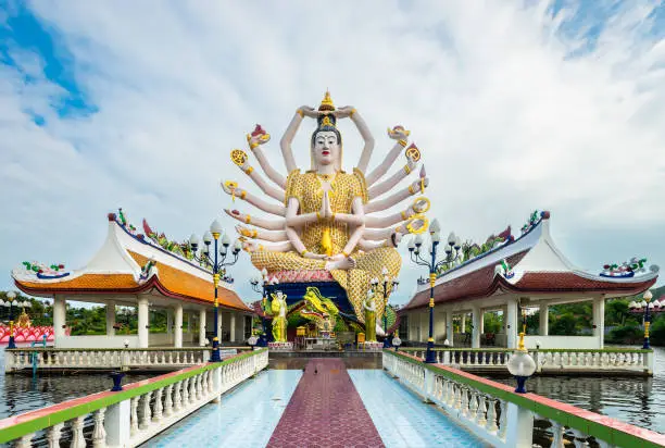 Wat Plai Laem temple with 18 hands God Guanyin statue at Koh Samui, Surat Thani, Thailand