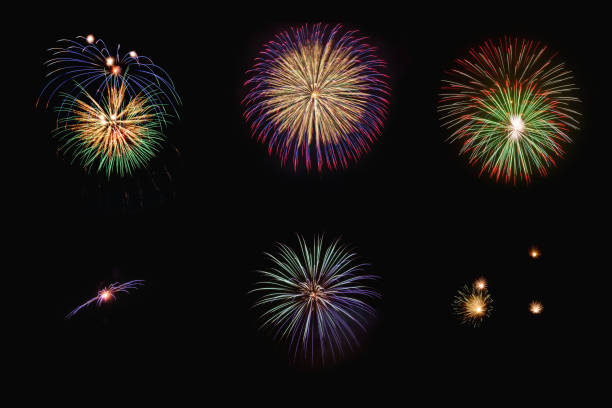 istock colorful fireworks display on black background 1444138478