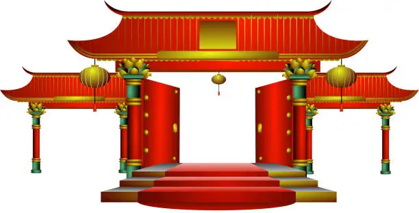 Vector illustration of CHINESE GATE 5