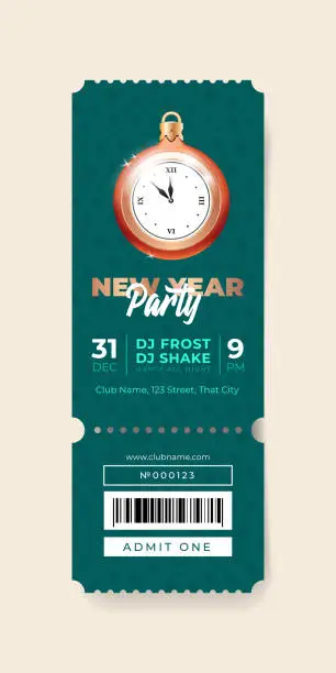 Vector illustration of New Year Party ticket template