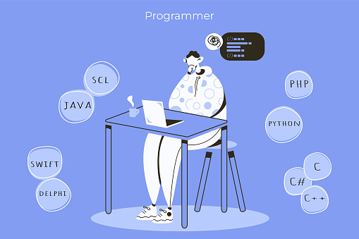 Programmer Concentrated On Working On The Projectdevelopment Of ...