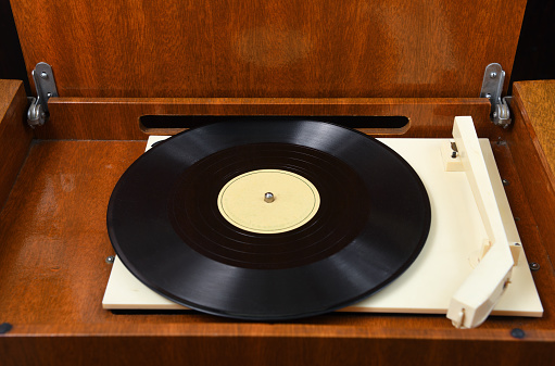Retro vinyl turntable from the 1960s.