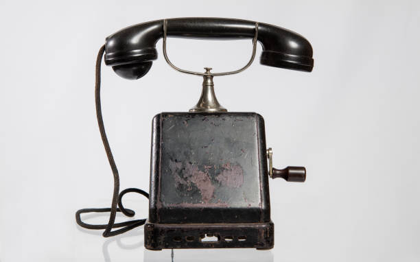 istock Old telephone isolated white background 1444143109