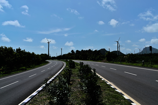 National Highway Road with windmills on the side