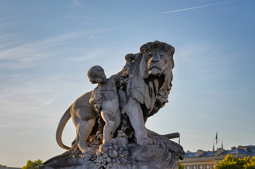 Beautiful Pont Alexandre III bridge over the Seine river, Paris. France