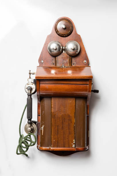 istock Old telephone isolated white background 1444147079