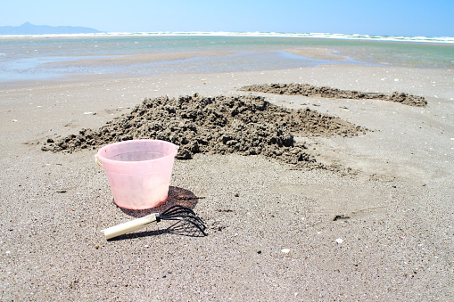Image of digging in the sand and looking for shellfish