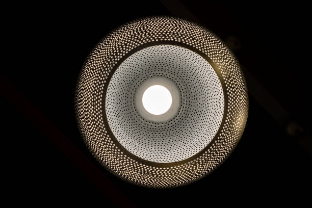 istock Bottom view of modern ceiling light. Lighting decoration concept. 1444152724