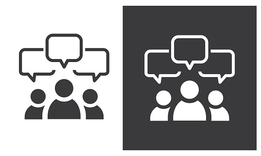 Speaking people icon in in two variants, vector graphic illustration.