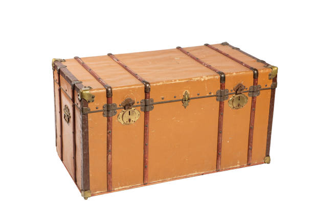 istock An antique campaign chest isolated on a white background 1444160483