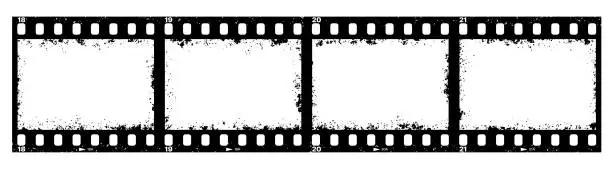 Vector illustration of Retro movie grunge film strip, filmstrip texture