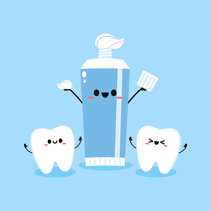 Tooth and Toothpaste character design. Tooth and Toothpaste cartoon vector.