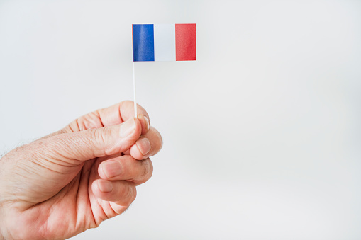 Man holding France flag