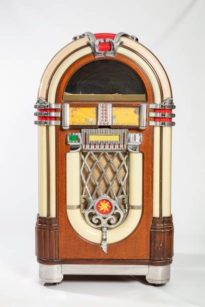 Old jukebox music player isolated on white background