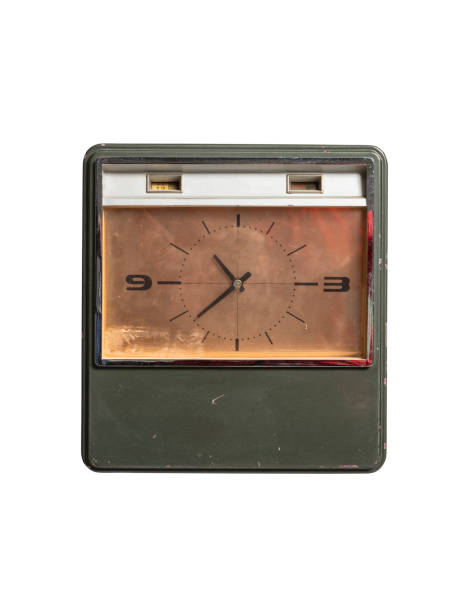 istock Hand putting card in time clock on white background 1444174469
