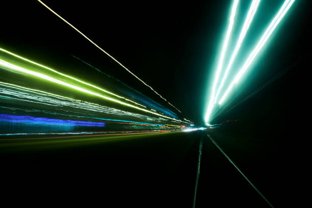 istock Abstractl long exposure city lights trails background 1444176861
