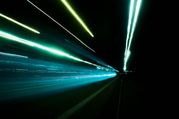 Abstractl long exposure city lights trails background