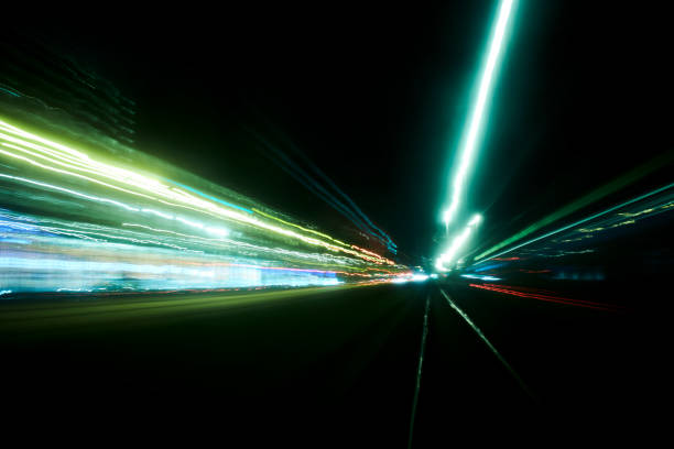istock Abstractl long exposure city lights trails background 1444176875