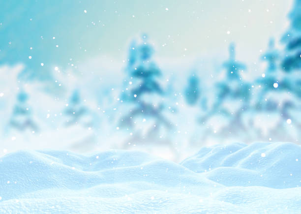 istock 3D Christmas background with snow against a defocussed winter landscape 1444180805