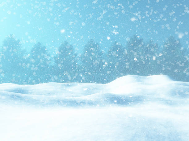 istock 3D Christmas background with a snowy landscape 1444180841