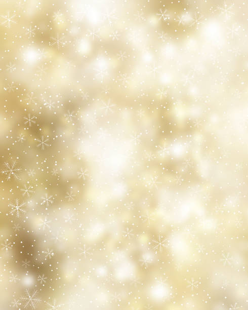 istock Golden Christmas background with falling snowflakes 1444180886