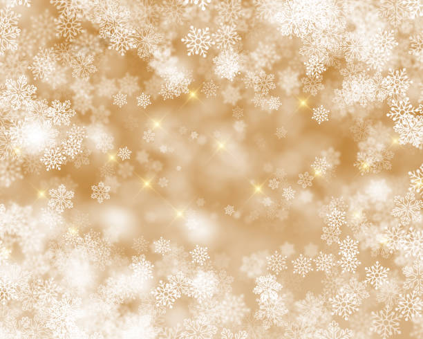 istock Christmas background with snowflakes, lights and stars 1444181089