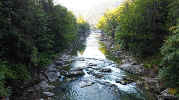 istock Mountain waterfall, photo from a drone, top view 1444182206