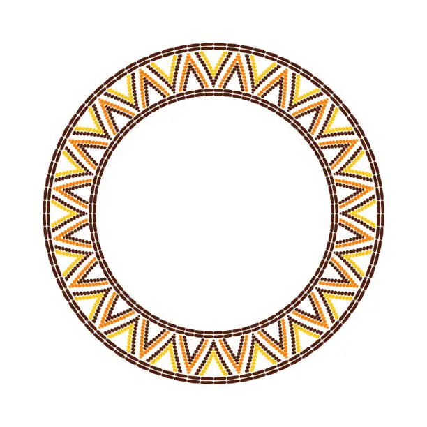 Vector illustration of Tribal African frame. Round ethnic pattern. Sun flower geometric texture.
