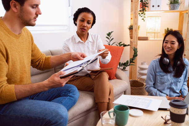 istock Colleagues working together in their home office 1444183618