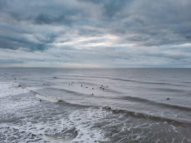 surfers on the North Sea at Scheveningen