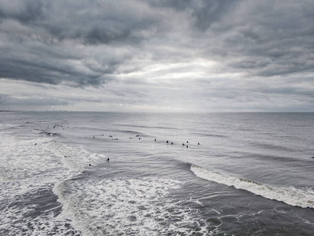 surfers on the North Sea at Scheveningen