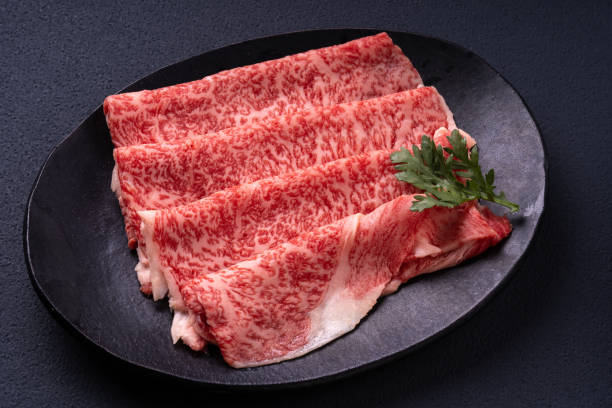 Kuroge Wagyu beef loin for sukiyaki stock photo