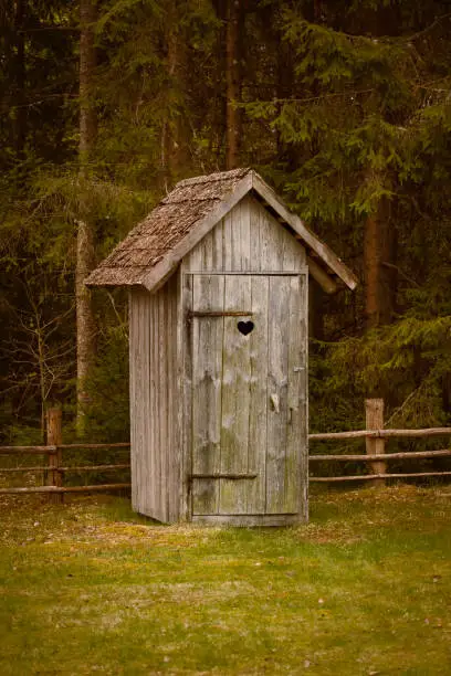 Wooden toilet near the forest