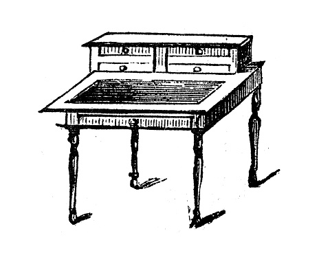 Antique engraving illustration: Desk