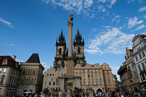 Famous Old Town Square in Prague, Czech Republic on July 26, 2022.