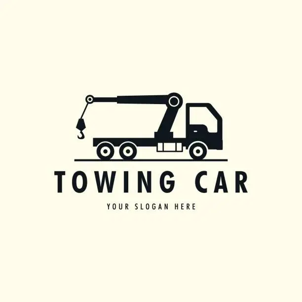 Vector illustration of towing car vintage style logo vector icon illustration template design