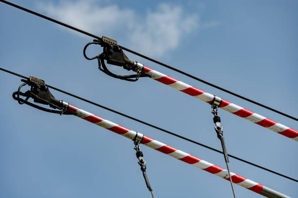 istock Electric bus poles connected on wires 1444206436