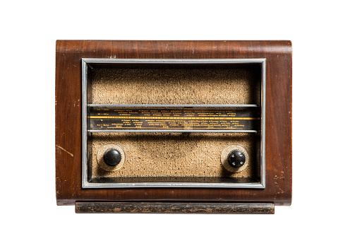 Old radio isolated on white background