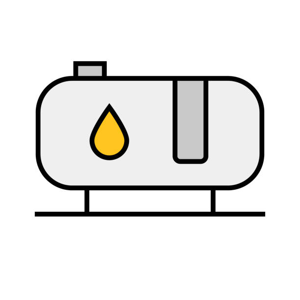 значок масляного бака. хранение бензина и сырой нефти. вектор. - petrochemical plant storage tank lng storage room stock illustrations