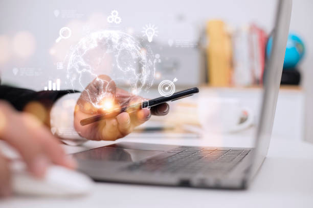 istock People use mobile smartphones. Business global internet connection application technology and digital marketing, Financial and banking, Digital link tech, big data. 1444213903