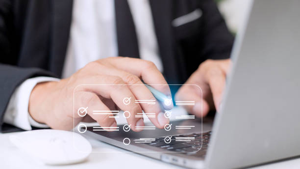 istock questionnaire with checkboxes, filling survey form online, answer questions of test 1444213962