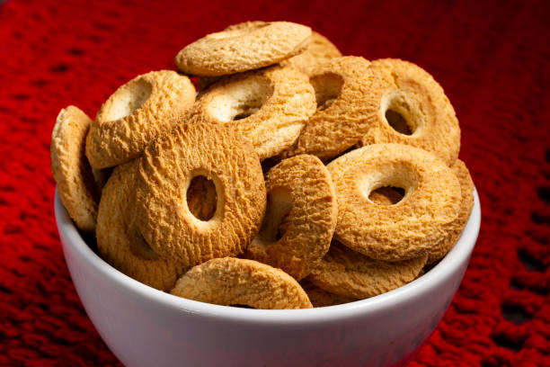 istock Ring Coconut biscuits served in a bowl. Brazilian little donut. 1444215413
