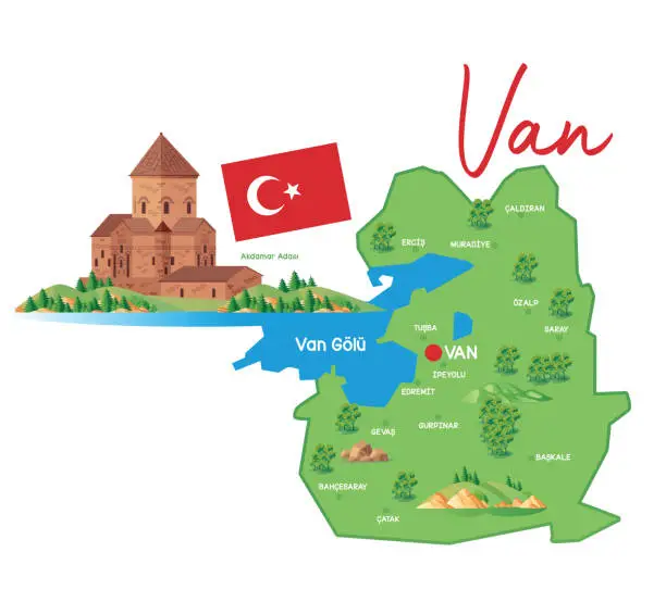 Vector illustration of Van and Akdamar Island